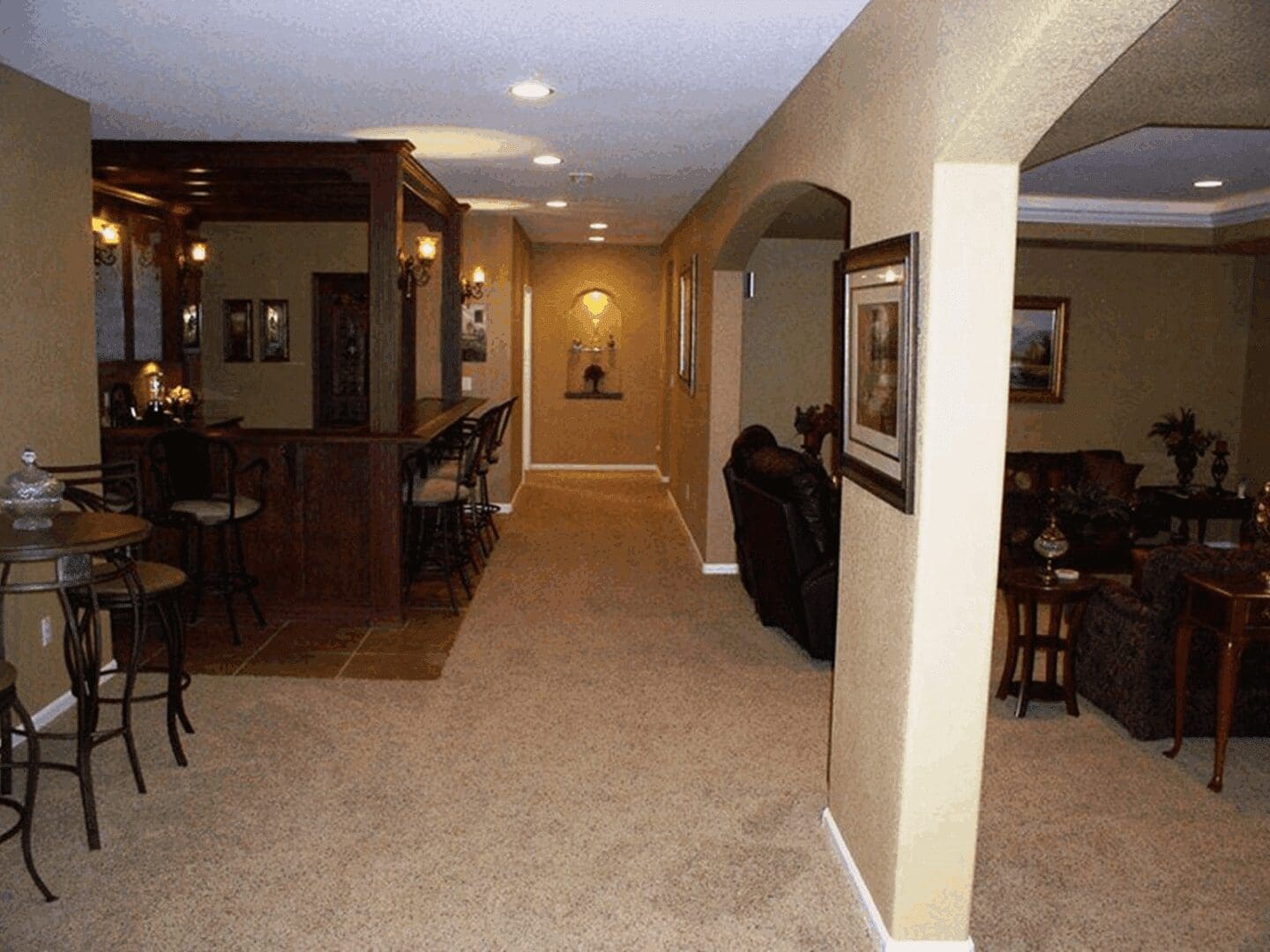 Elegant basement lounge and bar