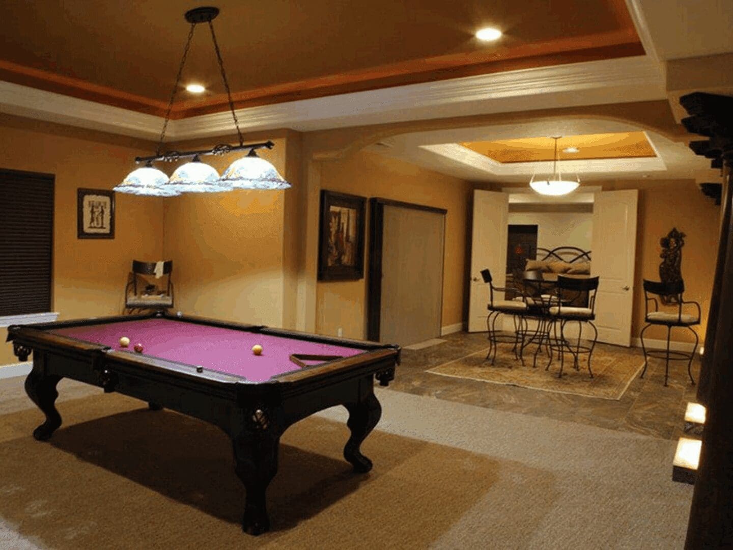 Cozy game room with seating area
