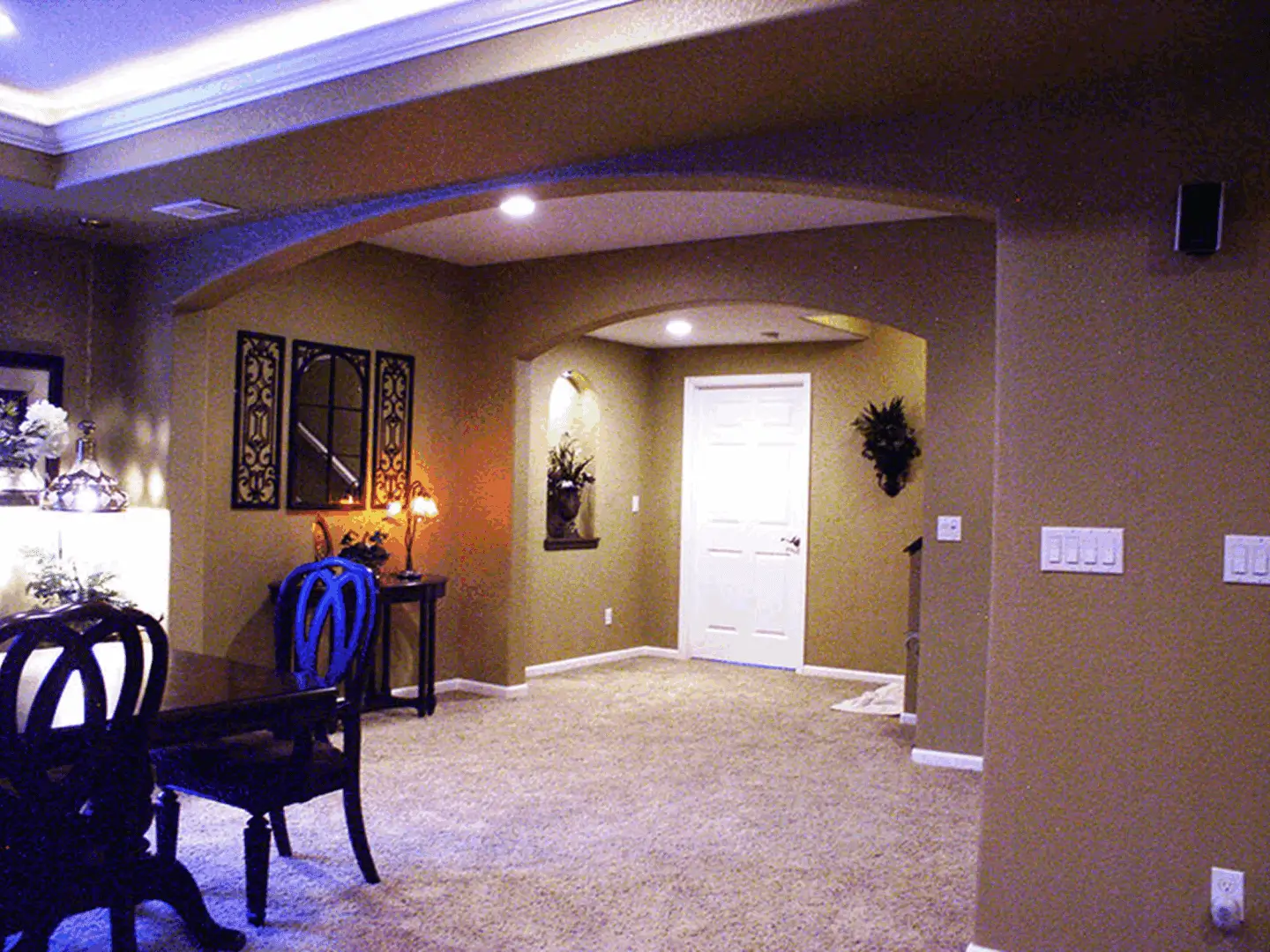 Elegant dining area with wall decor